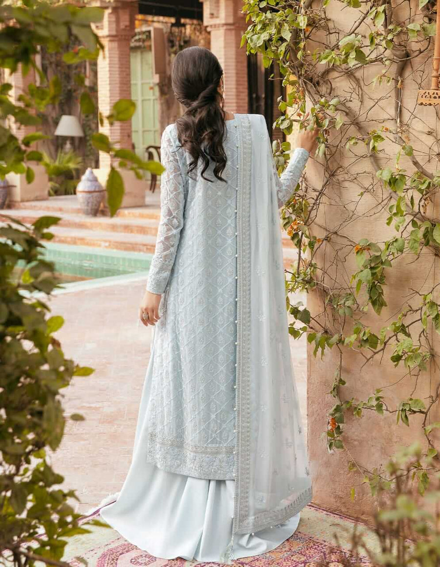 SIFA Crinkle Chiffon Unstitched Embroidered 3Pc Suit - ZEB