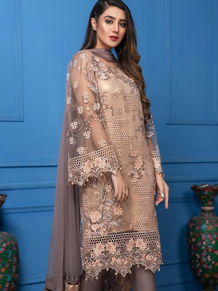 Akbar Aslam Luxury Chiffon Collection 2020 3pc Suit AAC-1104 ZINNIA - FaisalFabrics.pk