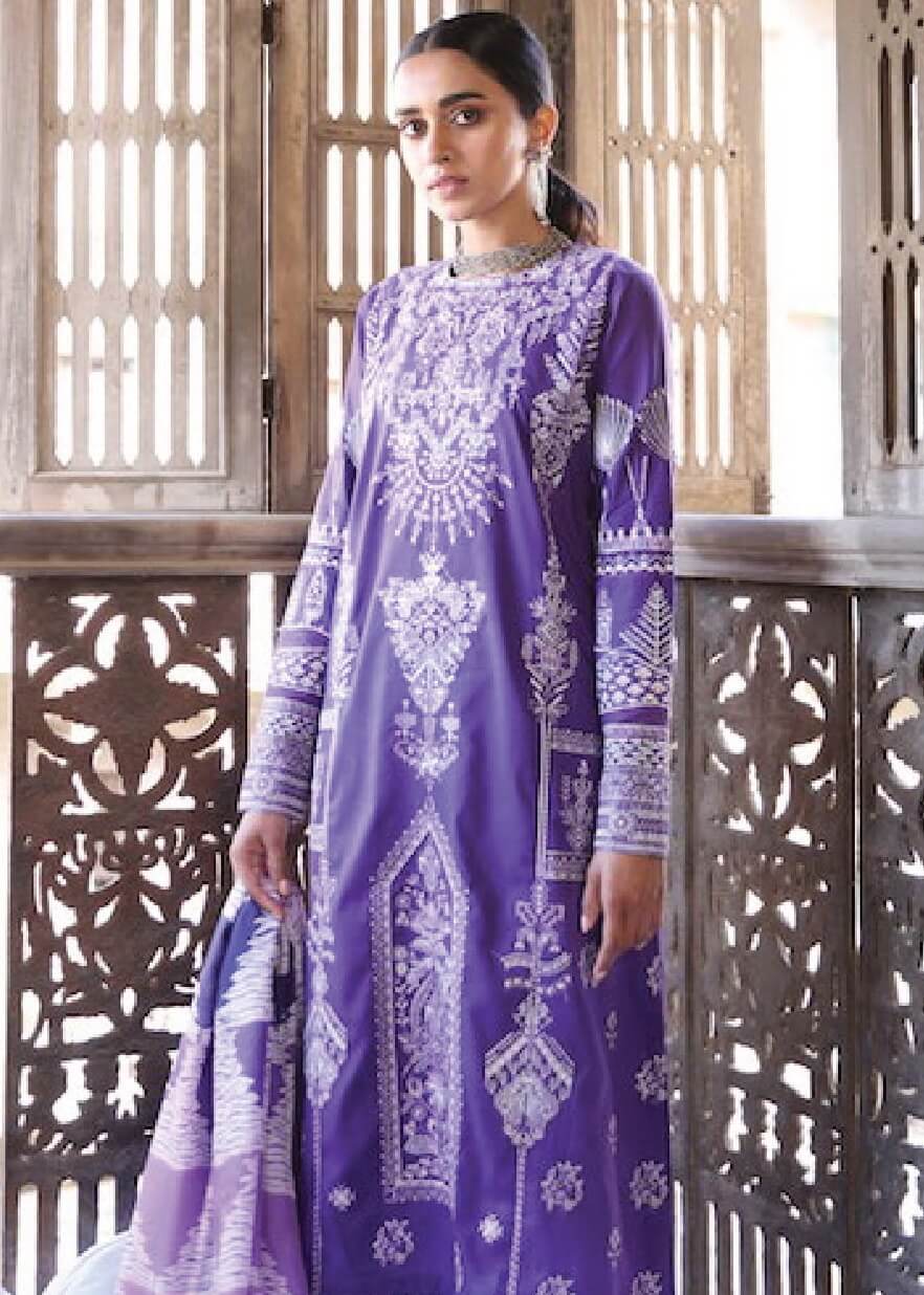 Zaha Lawn 2021 Unstitched Embroidered 3 Piece Suit ZL21-05A Ghozb - FaisalFabrics.pk