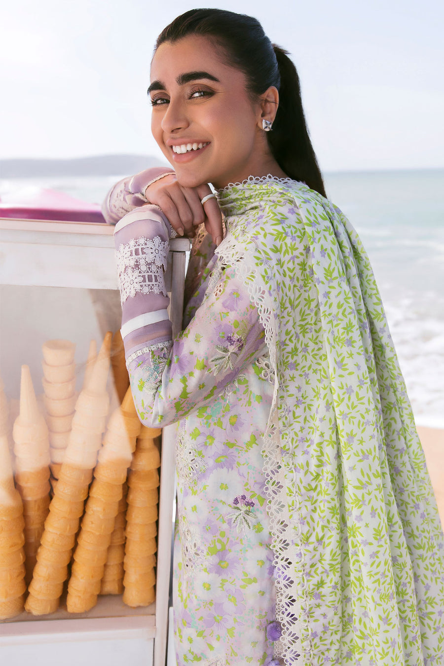 ZAHA by Khadijah Shah EMbroidered Lawn Unstitched 3Pc Suit ZL23-03 A