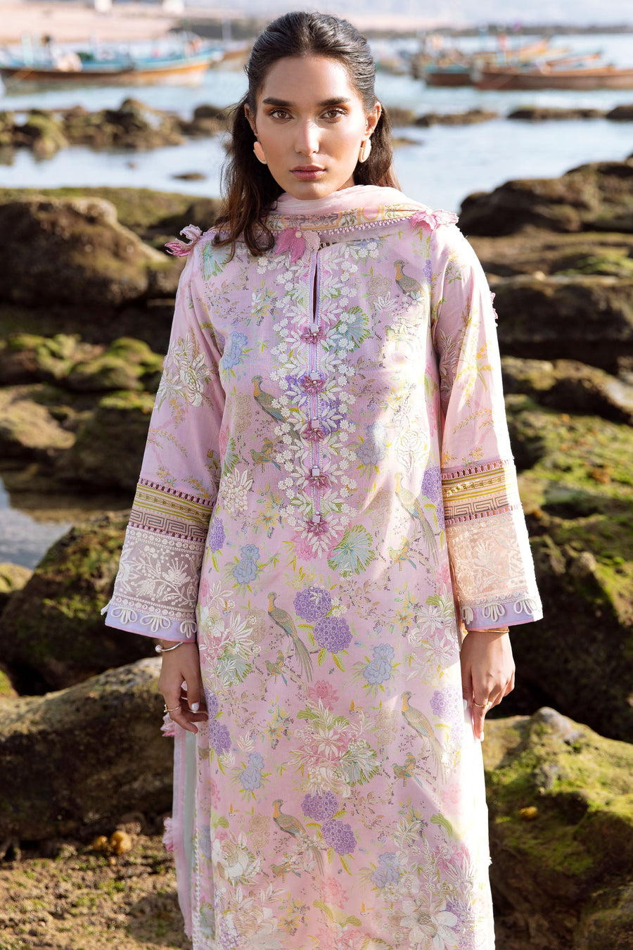 ZAHA by Khadijah Shah EMbroidered Lawn Unstitched 3Pc Suit ZL23-06 A