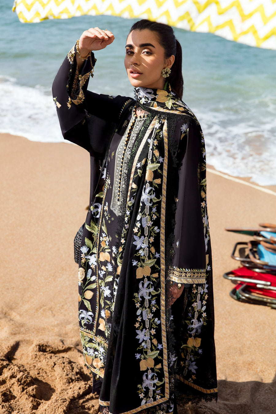 ZAHA by Khadijah Shah EMbroidered Lawn Unstitched 3Pc Suit ZL23-07 B