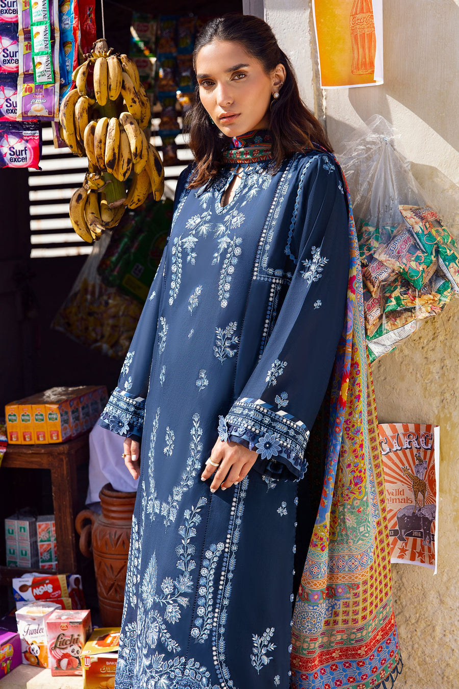 ZAHA by Khadijah Shah EMbroidered Lawn Unstitched 3Pc Suit ZL23-10 A