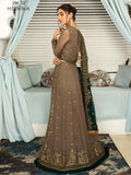 Mehakmah by Zarif Luxury Chiffon Unstitched 3Pc Suit ZM-02 HENNA - FaisalFabrics.pk