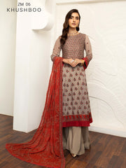 Mehakmah by Zarif Luxury Chiffon Unstitched 3Pc Suit ZM-06 KHUSHBOO - FaisalFabrics.pk