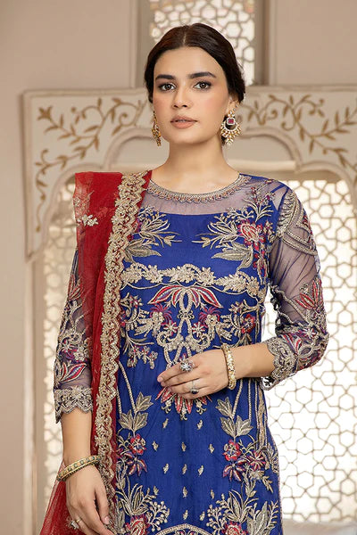 Zainab Manan La Monada Unstitched Luxury Formals Suit ZM-14 Blue Royale