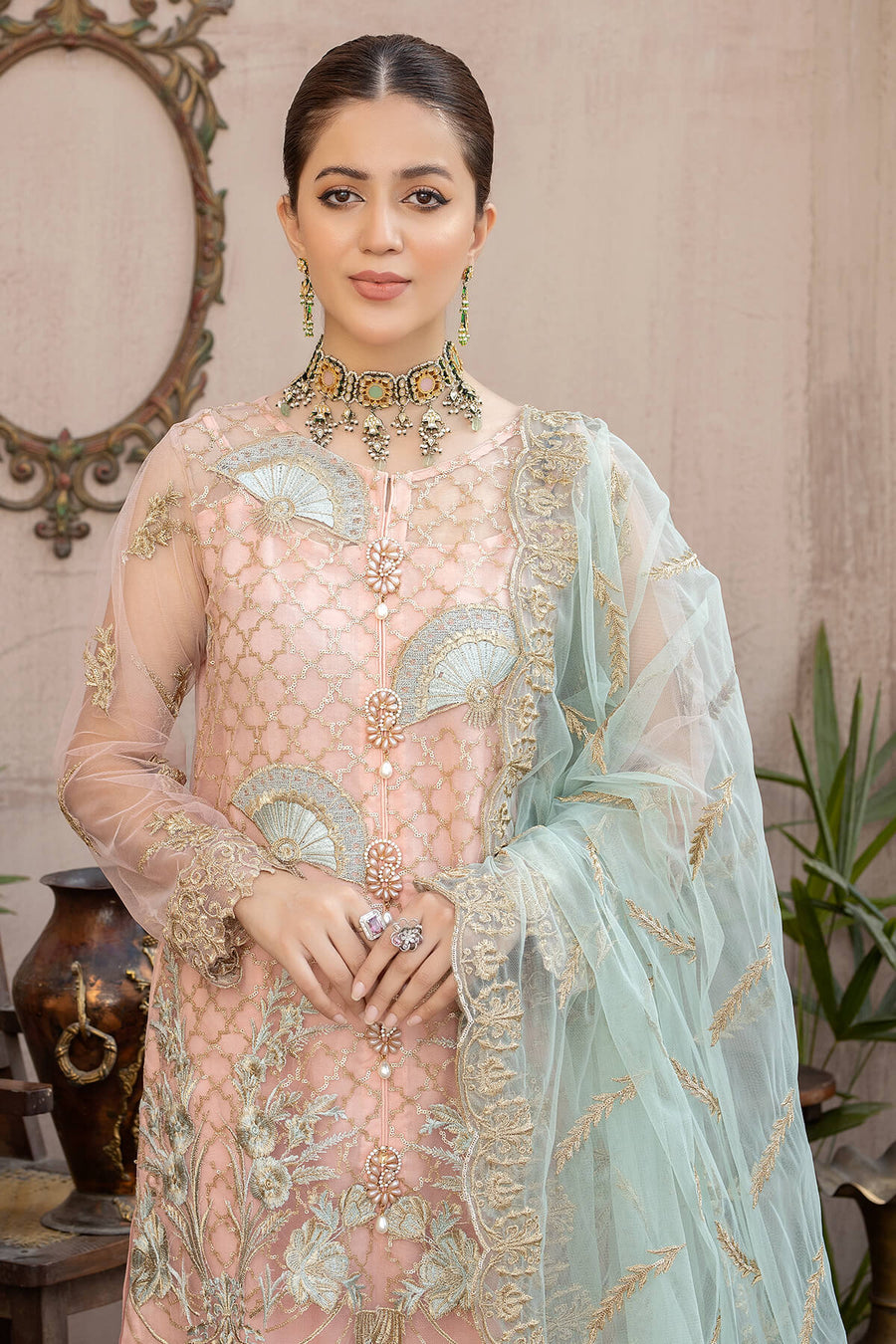 Zahra by Zainab Manan Unstitched Chiffon 3Pc Suit ZM-22 Tropical Azure