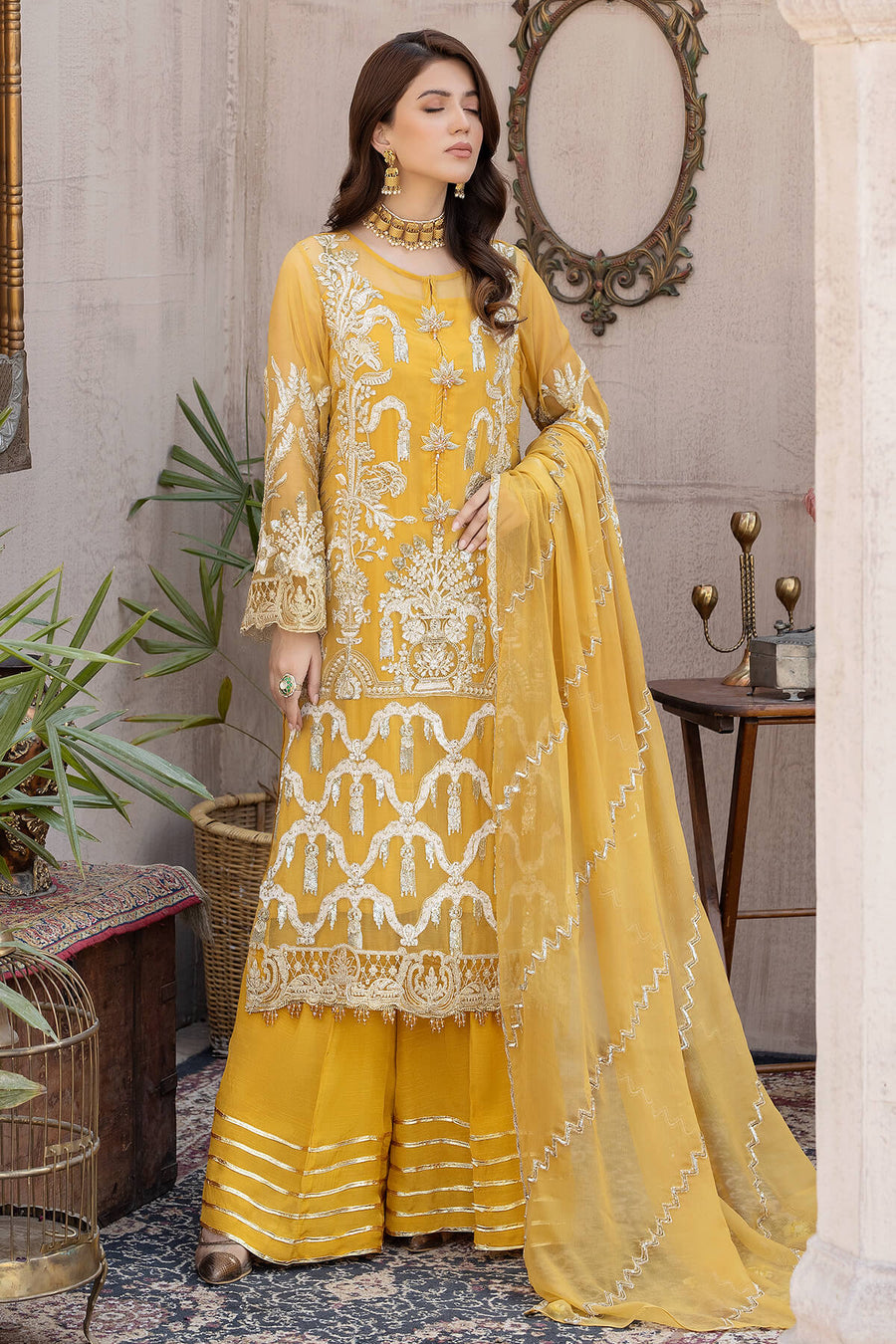 Zahra by Zainab Manan Unstitched Chiffon 3Pc Suit ZM-23 Royal Tiffany