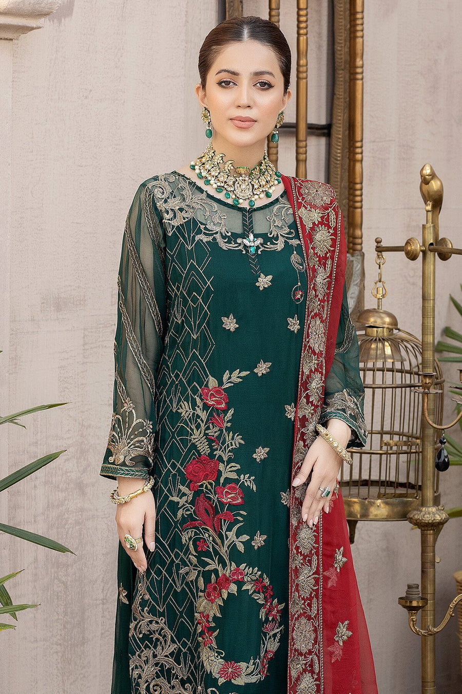 Zahra by Zainab Manan Unstitched Chiffon 3Pc Suit ZM-24 Fuschia Bloom