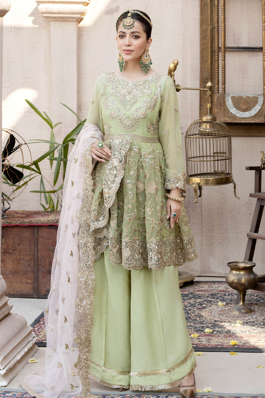 Zahra by Zainab Manan Unstitched Chiffon 3Pc Suit ZM-25 Grandeur Jade