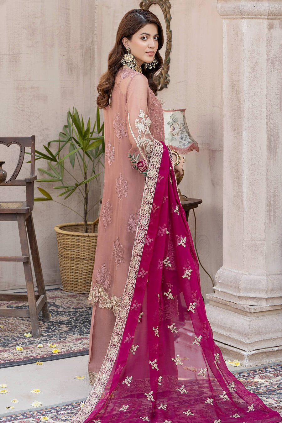 Zahra by Zainab Manan Unstitched Chiffon 3Pc Suit ZM-26 Berry Blast