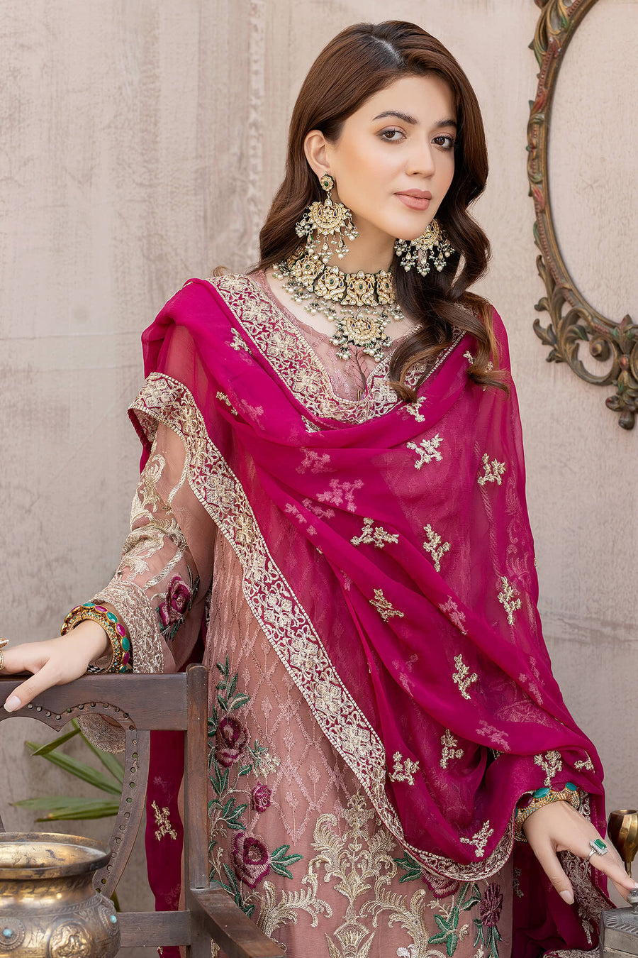 Zahra by Zainab Manan Unstitched Chiffon 3Pc Suit ZM-26 Berry Blast