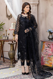 Zahra by Zainab Manan Unstitched Chiffon 3Pc Suit ZM-28 Black Onyx