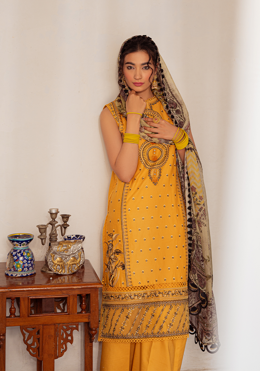 Zarqash Tresor Luxe Lawn Unstitched Embroidered 3 Piece Suit ZQ 10B