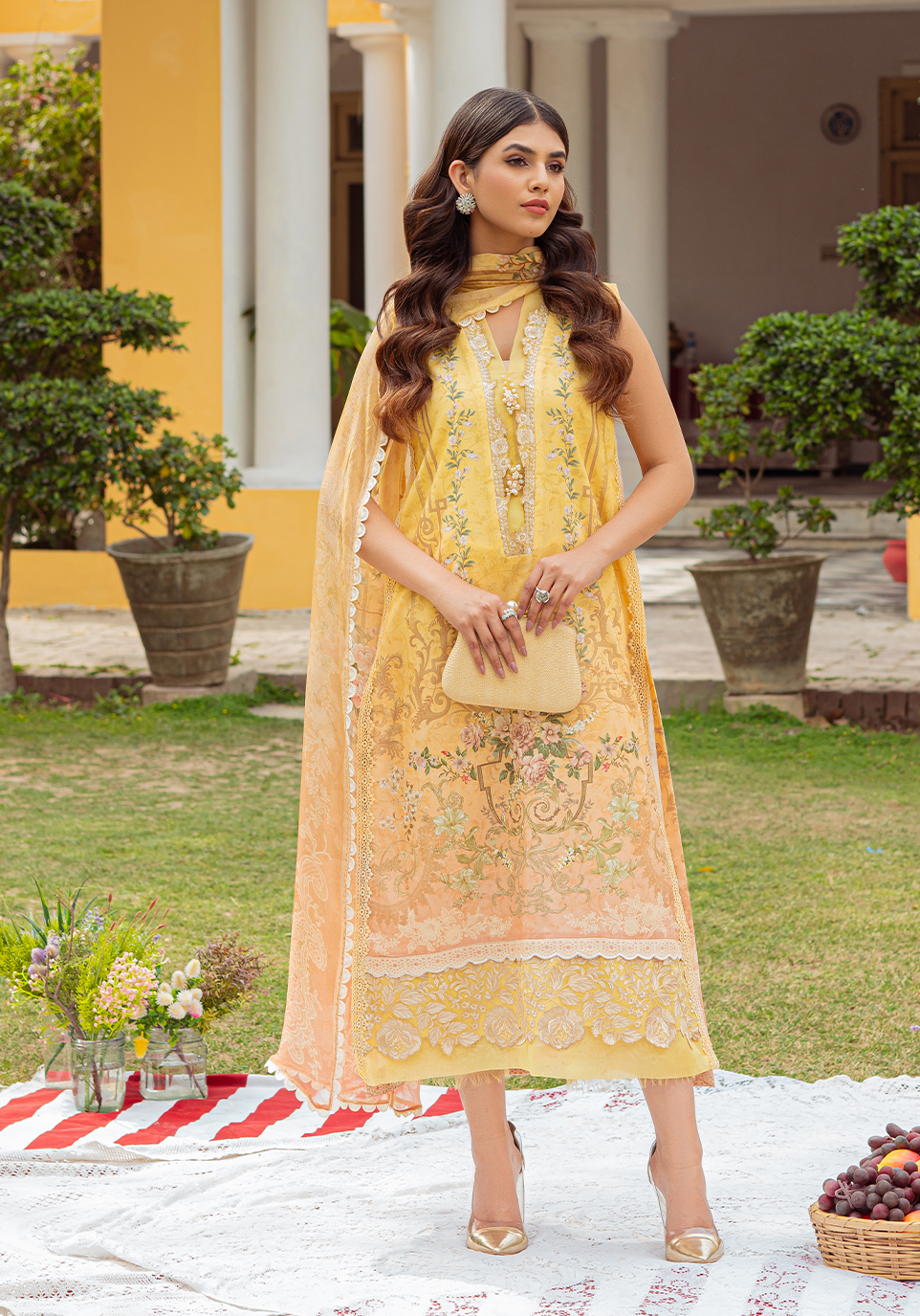 Zarqash Tresor Luxe Lawn Unstitched Embroidered 3 Piece Suit ZQ 1A