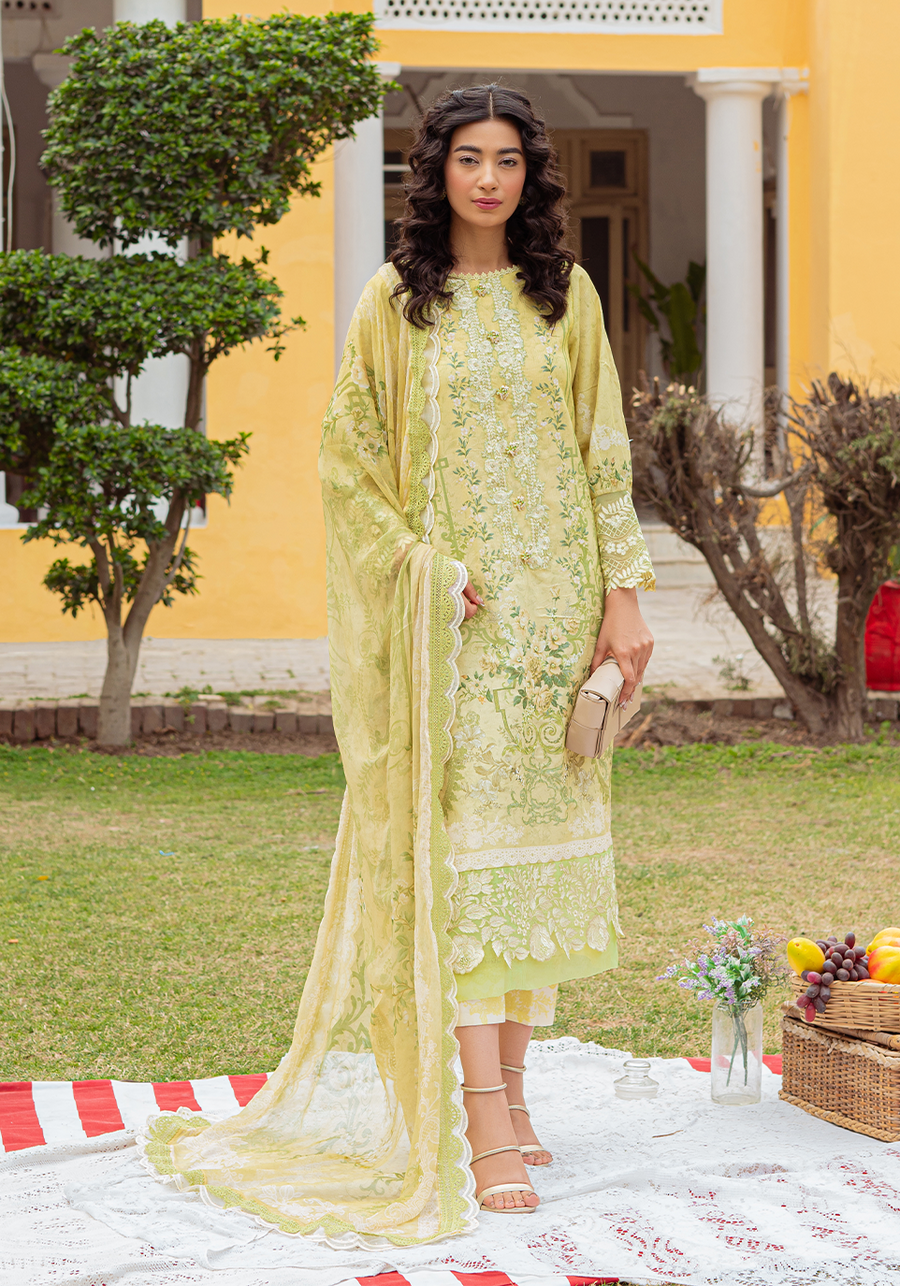 Zarqash Tresor Luxe Lawn Unstitched Embroidered 3 Piece Suit ZQ 1B