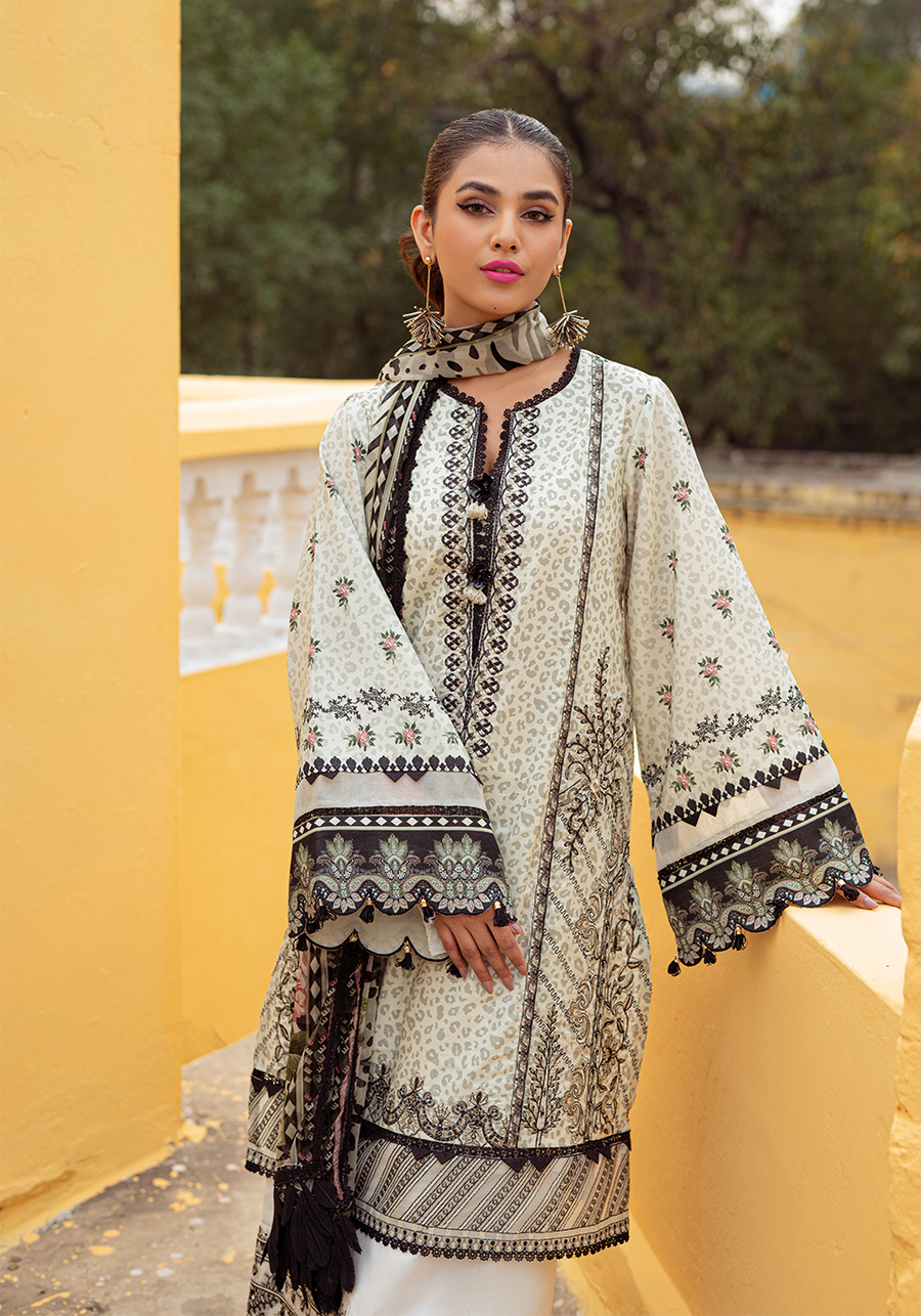 Zarqash Tresor Luxe Lawn Unstitched Embroidered 3 Piece Suit ZQ 2B