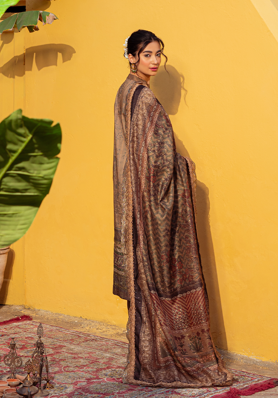 Zarqash Tresor Luxe Lawn Unstitched Embroidered 3 Piece Suit ZQ 3A