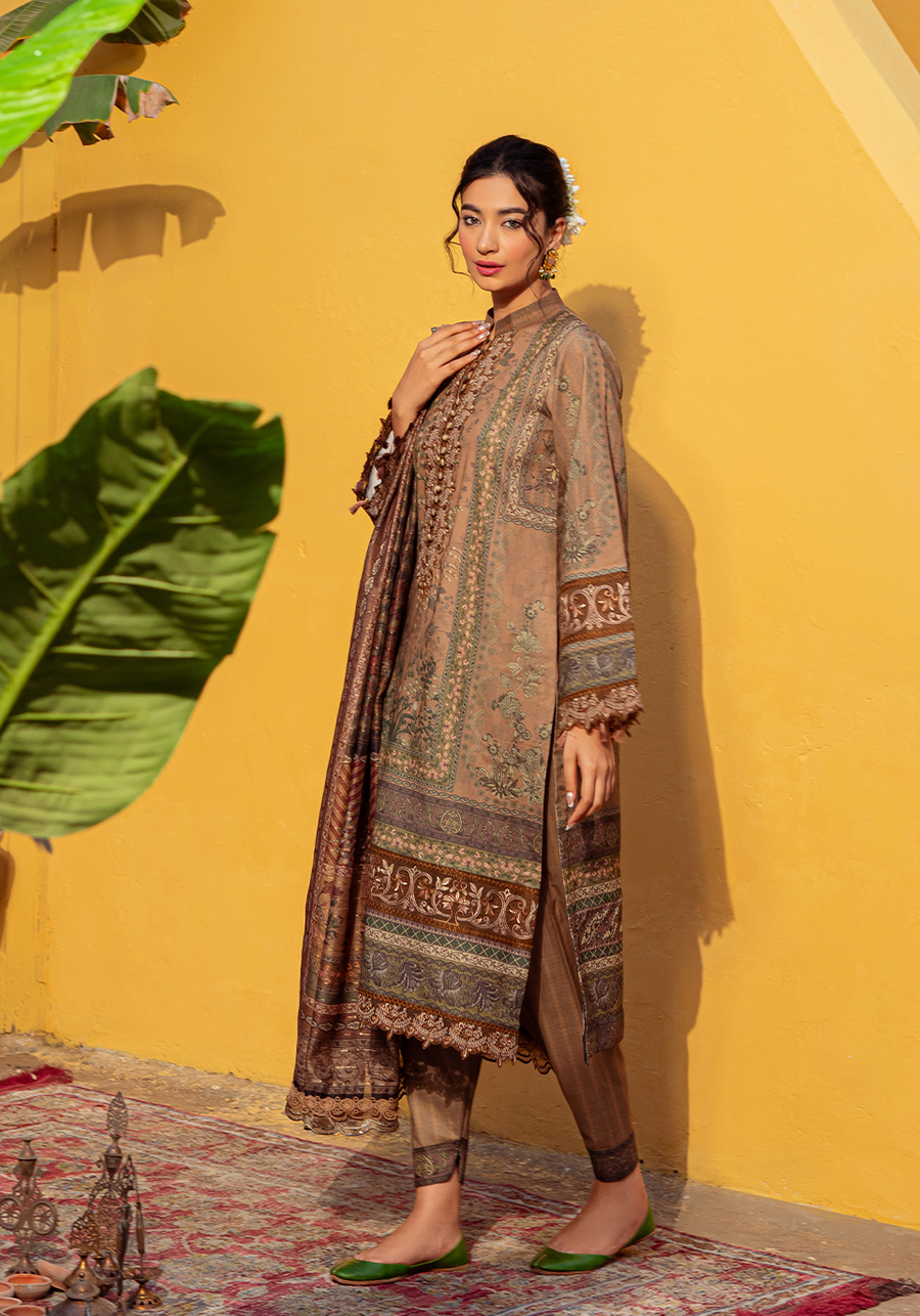 Zarqash Tresor Luxe Lawn Unstitched Embroidered 3 Piece Suit ZQ 3A