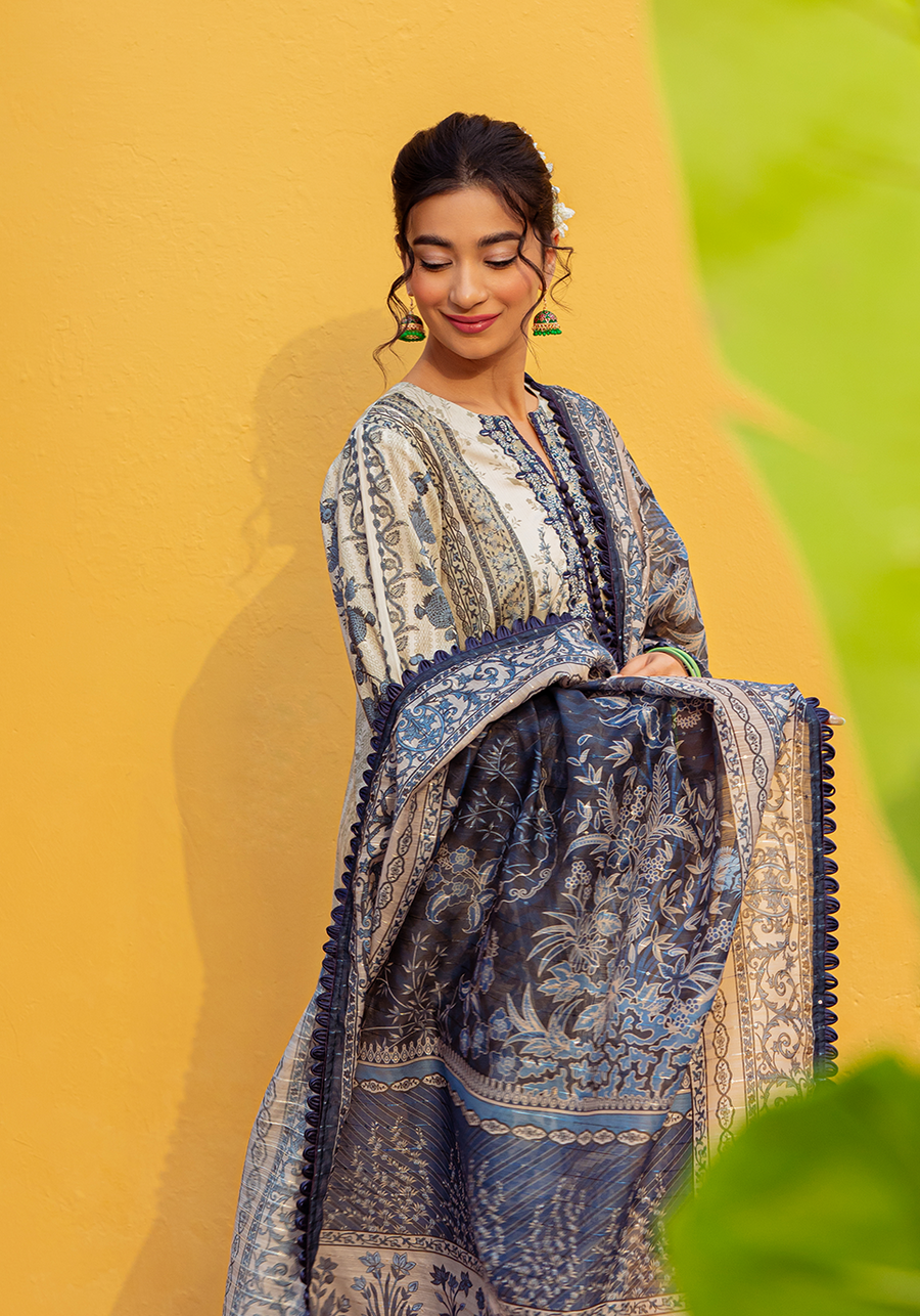 Zarqash Tresor Luxe Lawn Unstitched Embroidered 3 Piece Suit ZQ 3B