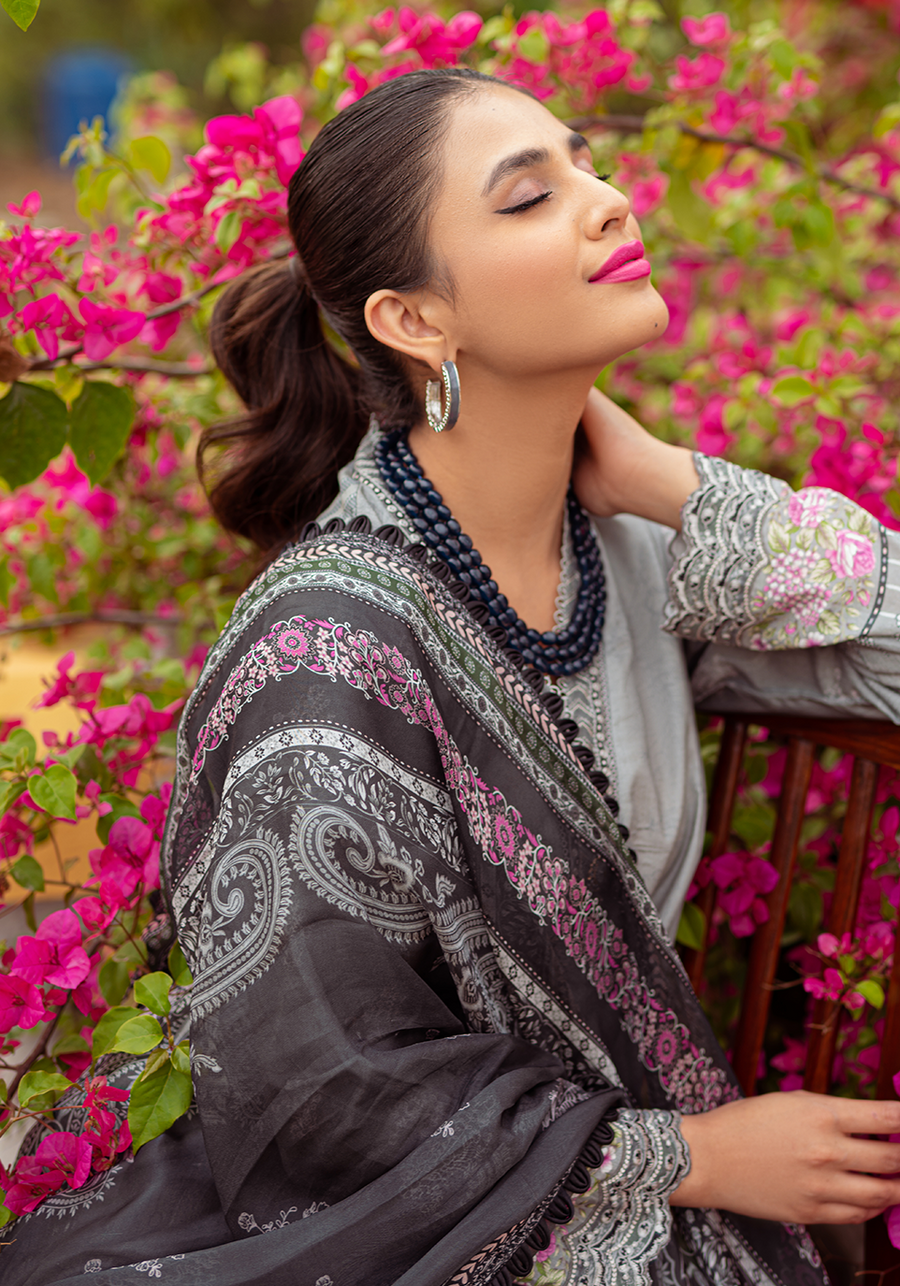 Zarqash Tresor Luxe Lawn Unstitched Embroidered 3 Piece Suit ZQ 4B