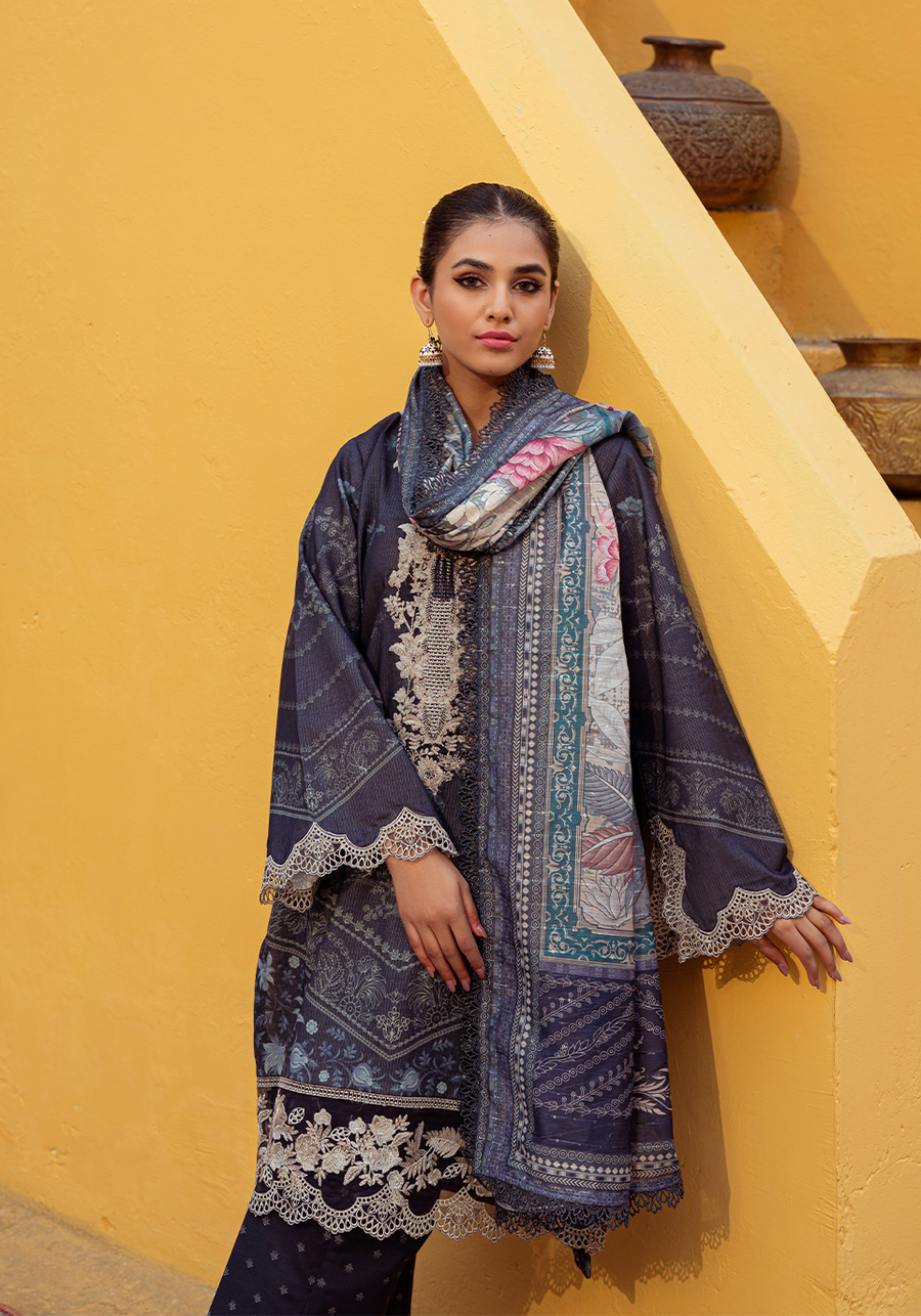 Zarqash Tresor Luxe Lawn Unstitched Embroidered 3 Piece Suit ZQ 5B