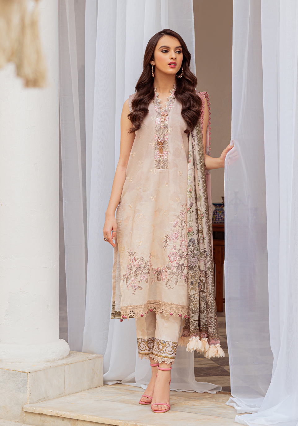Zarqash Tresor Luxe Lawn Unstitched Embroidered 3 Piece Suit ZQ 6B