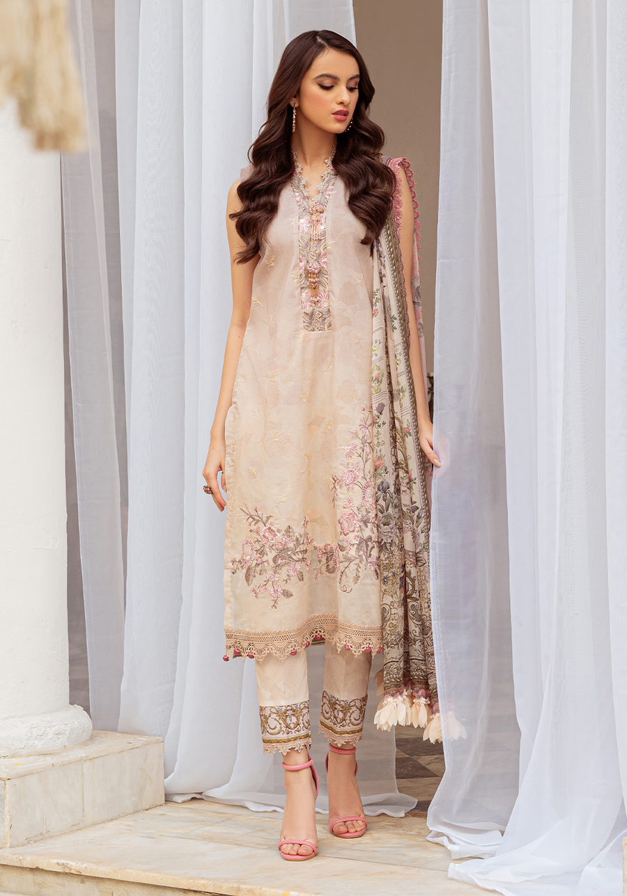 Zarqash Tresor Luxe Lawn Unstitched Embroidered 3 Piece Suit ZQ 6B