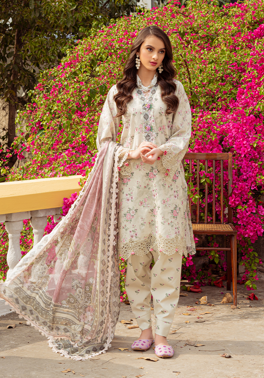 Zarqash Tresor Luxe Lawn Unstitched Embroidered 3 Piece Suit ZQ 7B