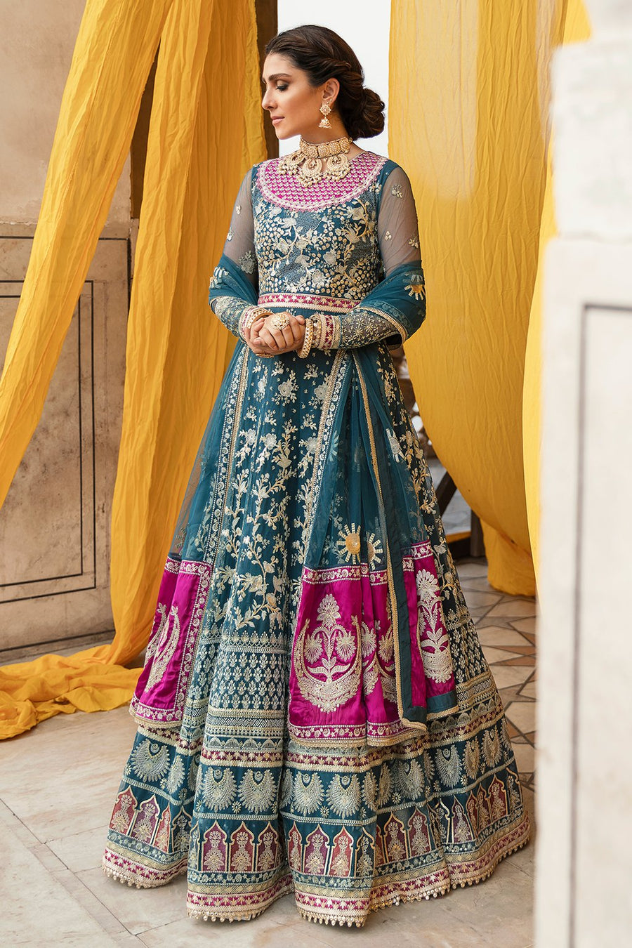 GISELE Shagun Luxury Formal Unstitched 3PC Suit D-04 Zulfishan - FaisalFabrics.pk