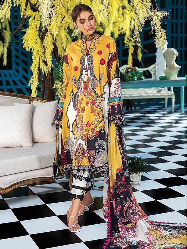 ZAHA Lawn Spring Summer 2020 3PC Embroidered Lawn Suit ZL20-01 Crina - FaisalFabrics.pk