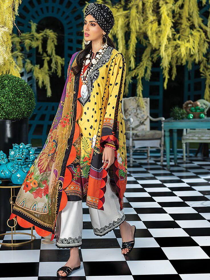 ZAHA Lawn Spring Summer 2020 3PC Embroidered Lawn Suit ZL20-03 Miriana - FaisalFabrics.pk