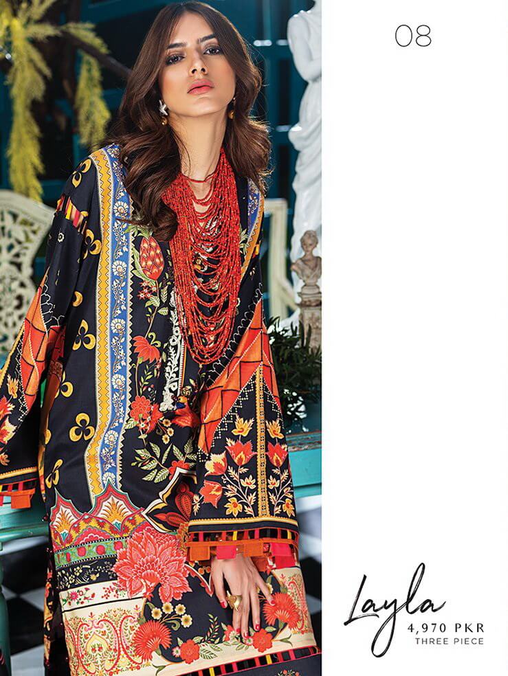 ZAHA Lawn Spring Summer 2020 3PC Embroidered Lawn Suit ZL20-08 Layla - FaisalFabrics.pk