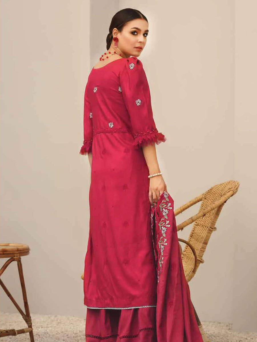Zara Ali Modal Embroidered 3Pc Suit with Trip Viscose Shawl ZA-W-05 - FaisalFabrics.pk