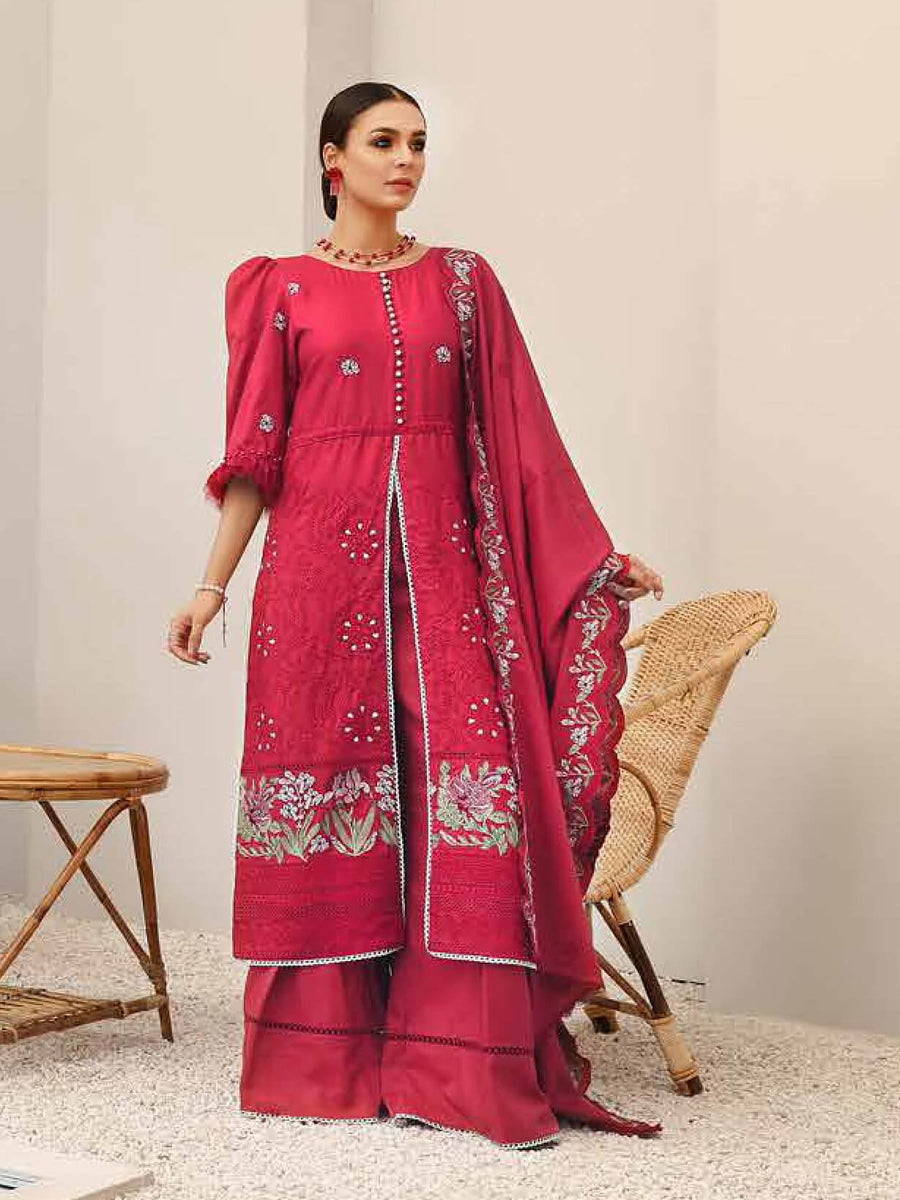 Zara Ali Modal Embroidered 3Pc Suit with Trip Viscose Shawl ZA-W-05 - FaisalFabrics.pk