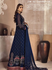 Zarif Mah e Gul Luxury Chiffon 3Pc Suit Wedding Collection ZW-02 Charbagh - FaisalFabrics.pk