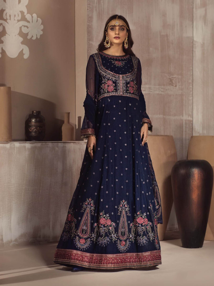 Zarif Mah e Gul Luxury Chiffon 3Pc Suit Wedding Collection ZW-02 Charbagh - FaisalFabrics.pk
