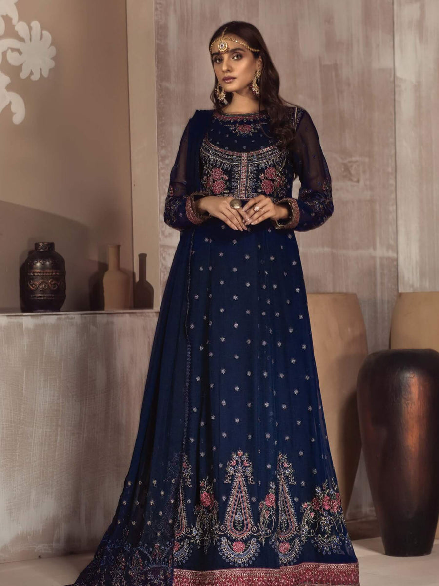 Zarif Mah e Gul Luxury Chiffon 3Pc Suit Wedding Collection ZW-02 Charbagh - FaisalFabrics.pk