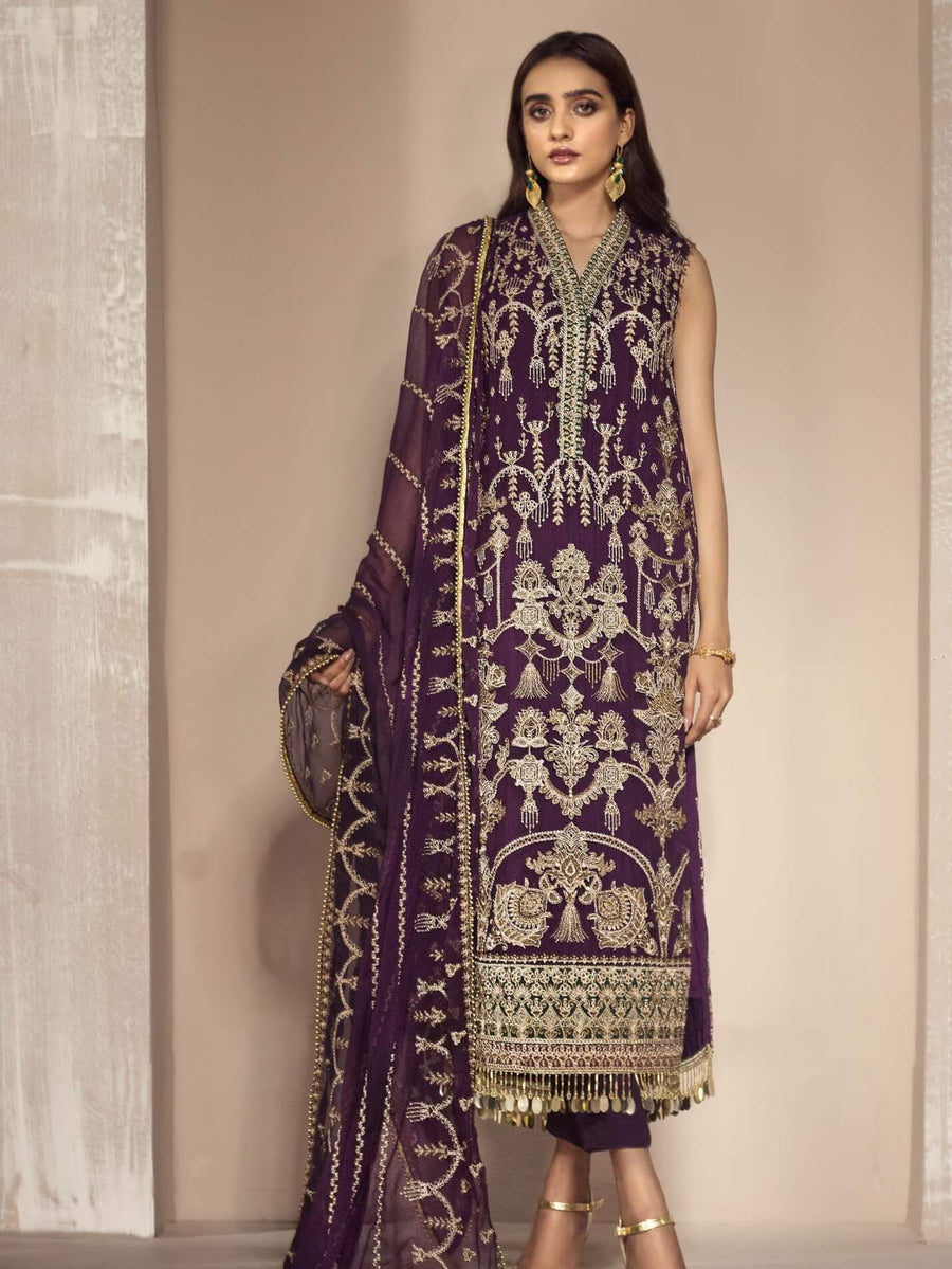 Zarif Mah e Gul Luxury Chiffon 3Pc Suit Wedding Collection ZW-04 Hayat - FaisalFabrics.pk