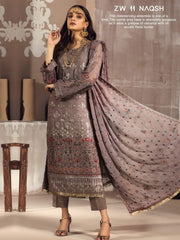 Zarif Mah e Gul Luxury Chiffon 3Pc Suit Wedding Collection ZW-11 Naqsh - FaisalFabrics.pk