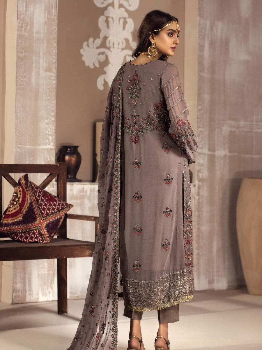 Zarif Mah e Gul Luxury Chiffon 3Pc Suit Wedding Collection ZW-11 Naqsh - FaisalFabrics.pk
