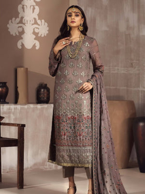 Zarif Mah e Gul Luxury Chiffon 3Pc Suit Wedding Collection ZW-11 Naqsh - FaisalFabrics.pk