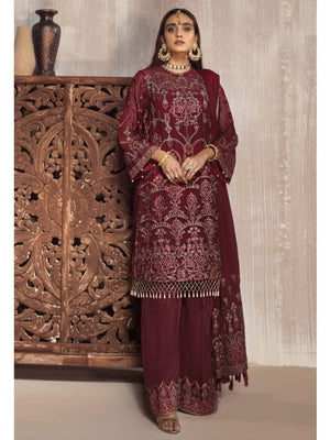 Zarif Mah e Gul Luxury Chiffon 3Pc Suit Wedding Collection ZW-12 Ghulab - FaisalFabrics.pk