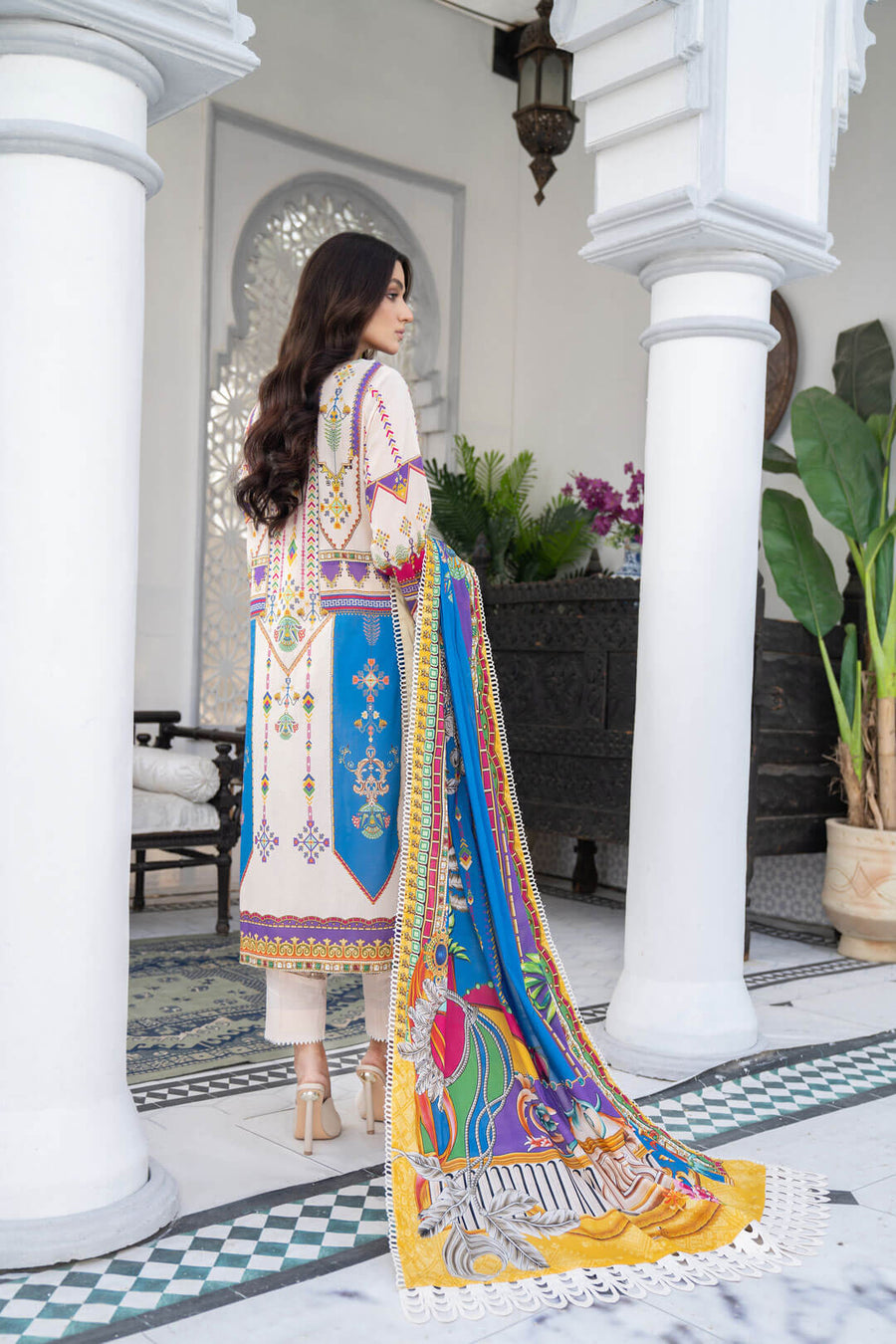 Noorangi Shaad Digital Printed Lawn Unstitched 3Pc Suit - Oudii