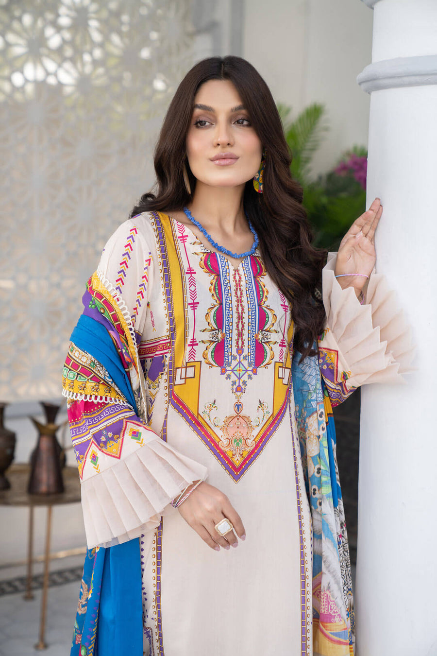 Noorangi Shaad Digital Printed Lawn Unstitched 3Pc Suit - Oudii