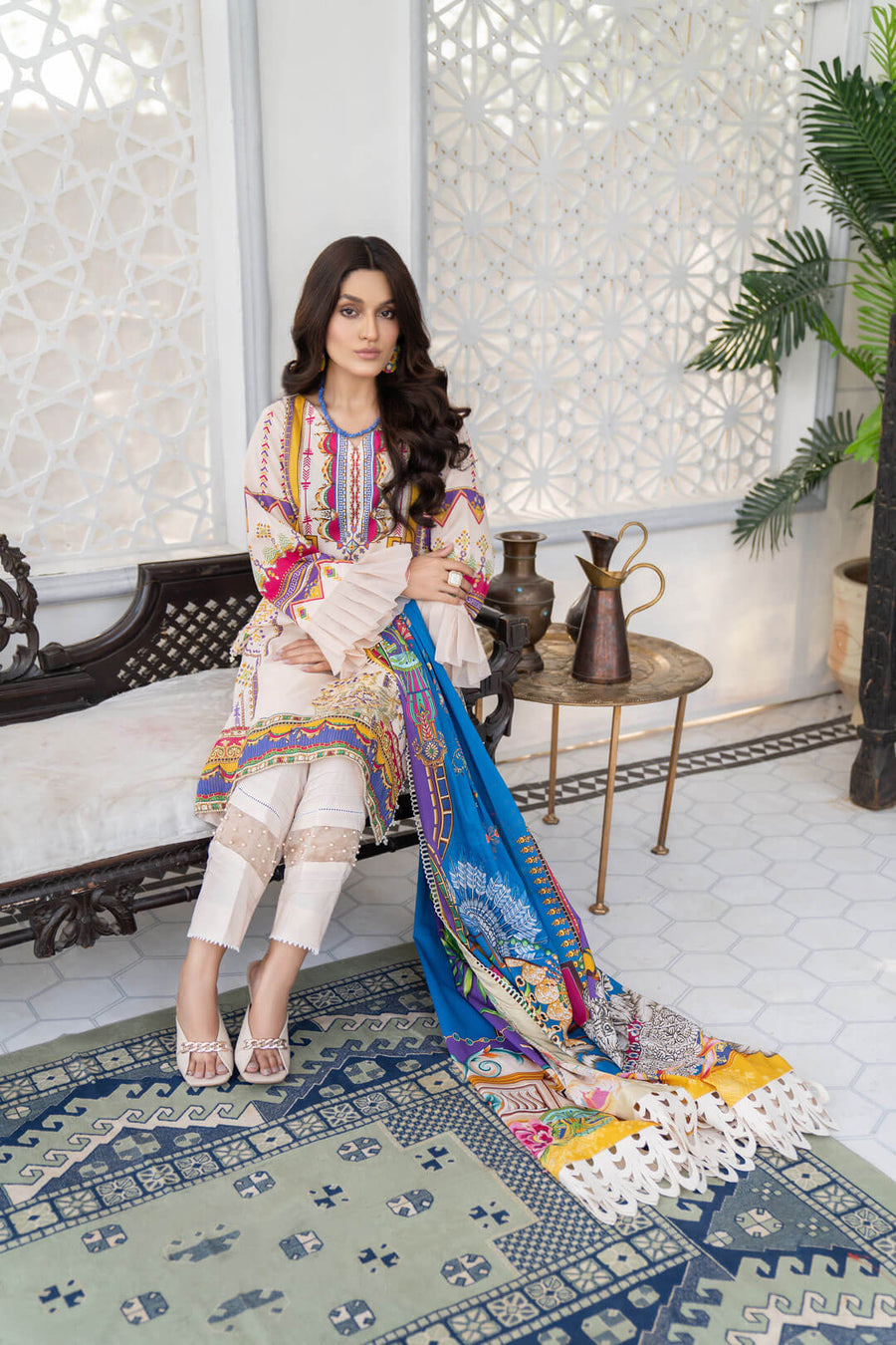 Noorangi Shaad Digital Printed Lawn Unstitched 3Pc Suit - Oudii