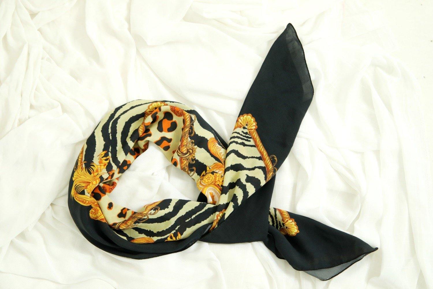 LA ROSAA Pure Silk Printed Scarf - Baroque Tiger