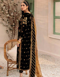 Emaan Adeel Makhmal Unstitched Luxury Velvet 3Pc Suit MK-305 Black