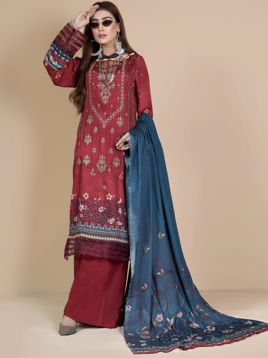 Florence Vol 07 Embroidered Cotail Linen Unstitched 3Pc Suit D-04