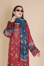 Florence Vol 07 Embroidered Cotail Linen Unstitched 3Pc Suit D-04